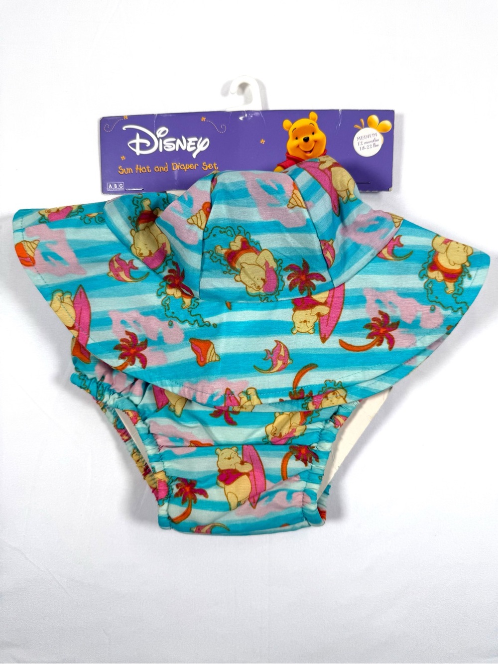 NWT VINTAGE DISNEY Winnie Pooh Sun Hat Swim‎ Diaper Set 12m Beach NEW DEADSTOCK